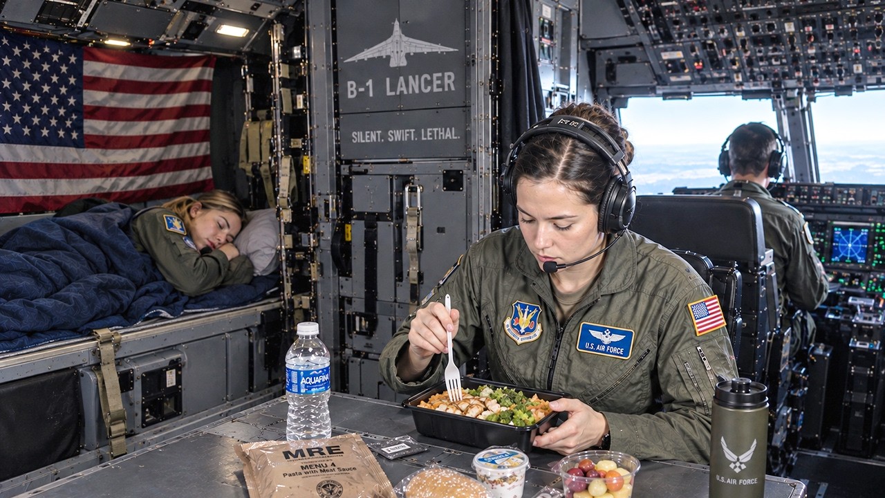 How U.S. Female B-1B Lancer Pilots Sleep and Eat During 64-Hour Missions!