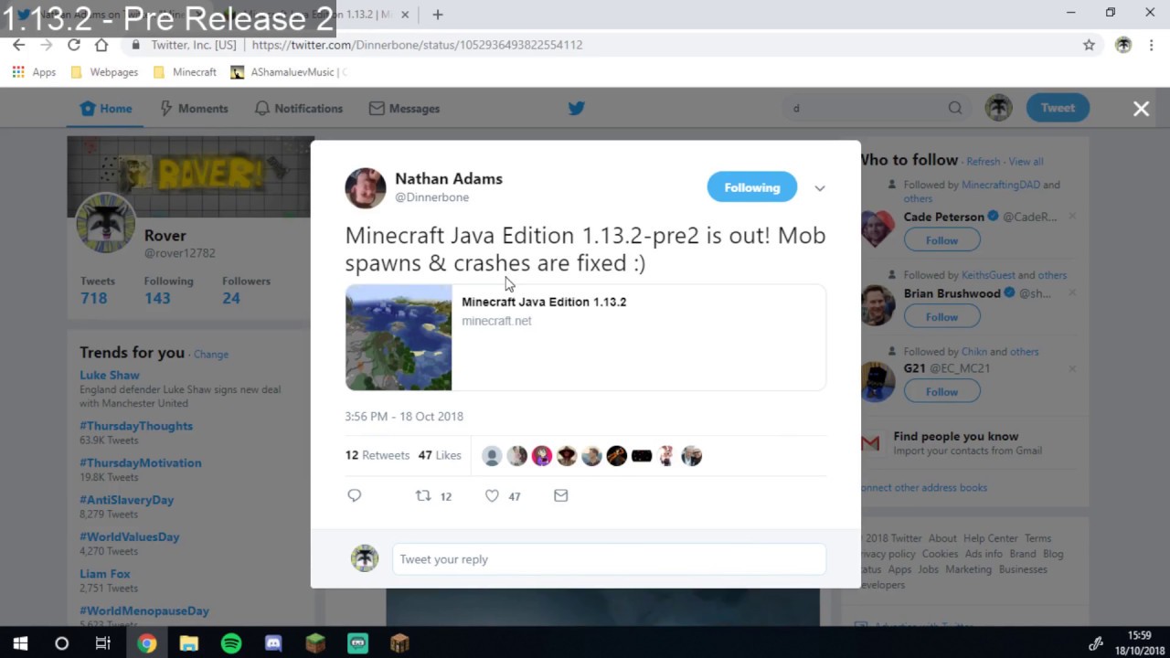 MINECRAFT UPDATE - 1.13.2 Pre Release 2 - BUG FIXES & MINOR TWEAKS!