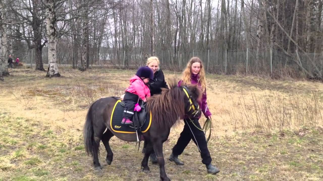 Gretel rider ponny och ramlar av
