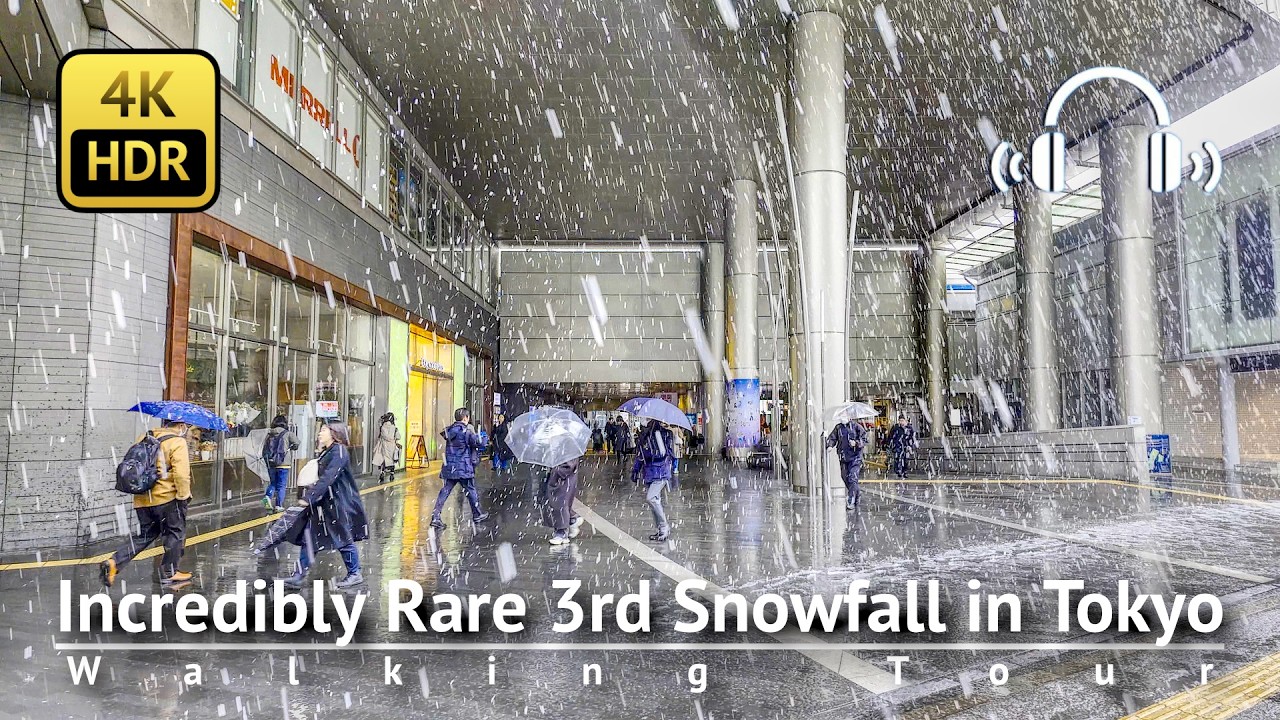 Incredibly Rare 3rd Snowfall in Tokyo: Tokyo in the Snow 2025 Walking Tour [4K/HDR/Binaural]