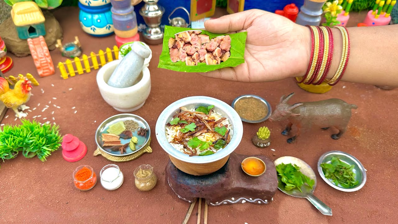 Miniature Mutton Biryani Recipe l Miniature Cooking l Mutton Dum Biryani l Mini Food l