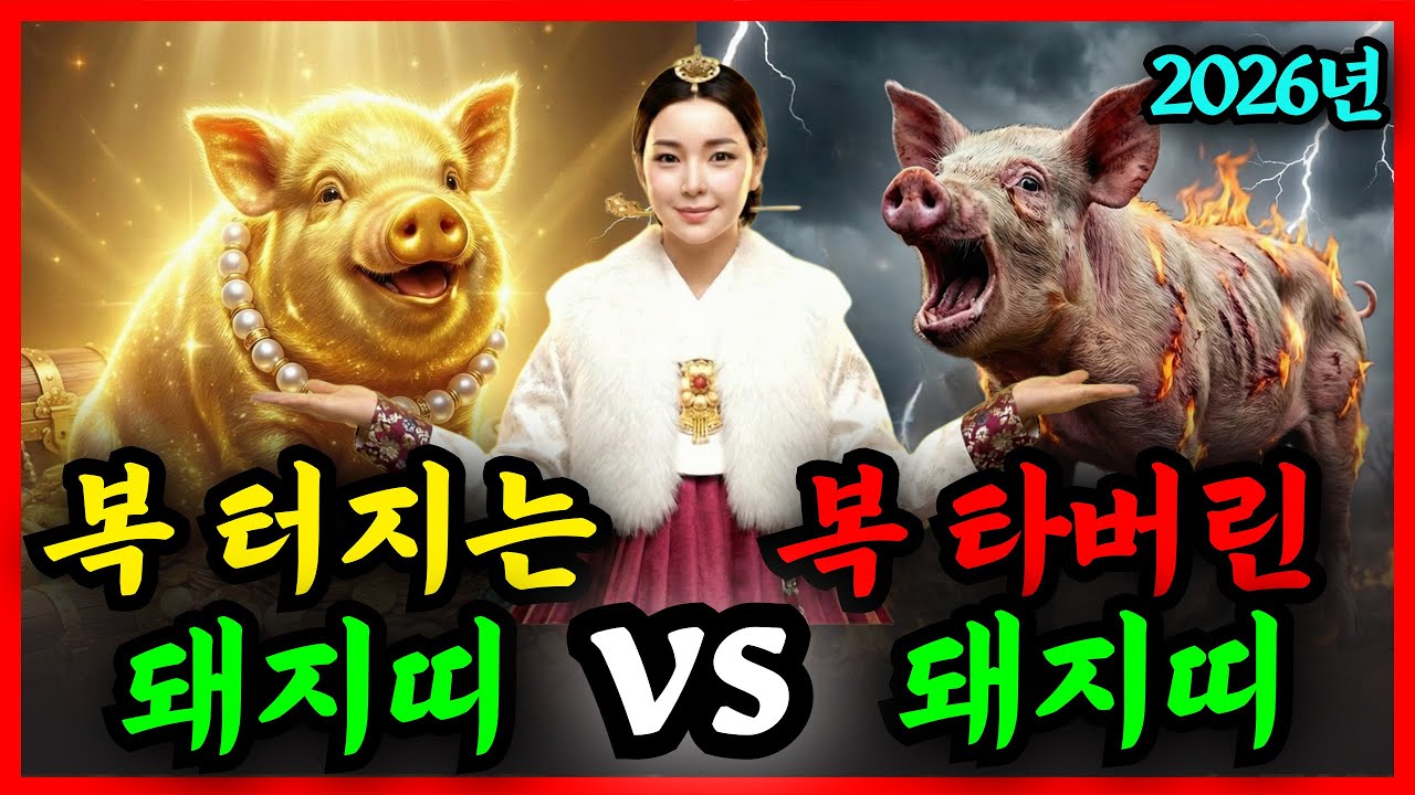 돼지띠 미쳤다! 2026년, 돼지띠 운명 갈린다! 병오년 불길 속 황금 잡는 법! 같은 돼지띠, 누구는 황금이 되고 누구는 불에 타는 이유.