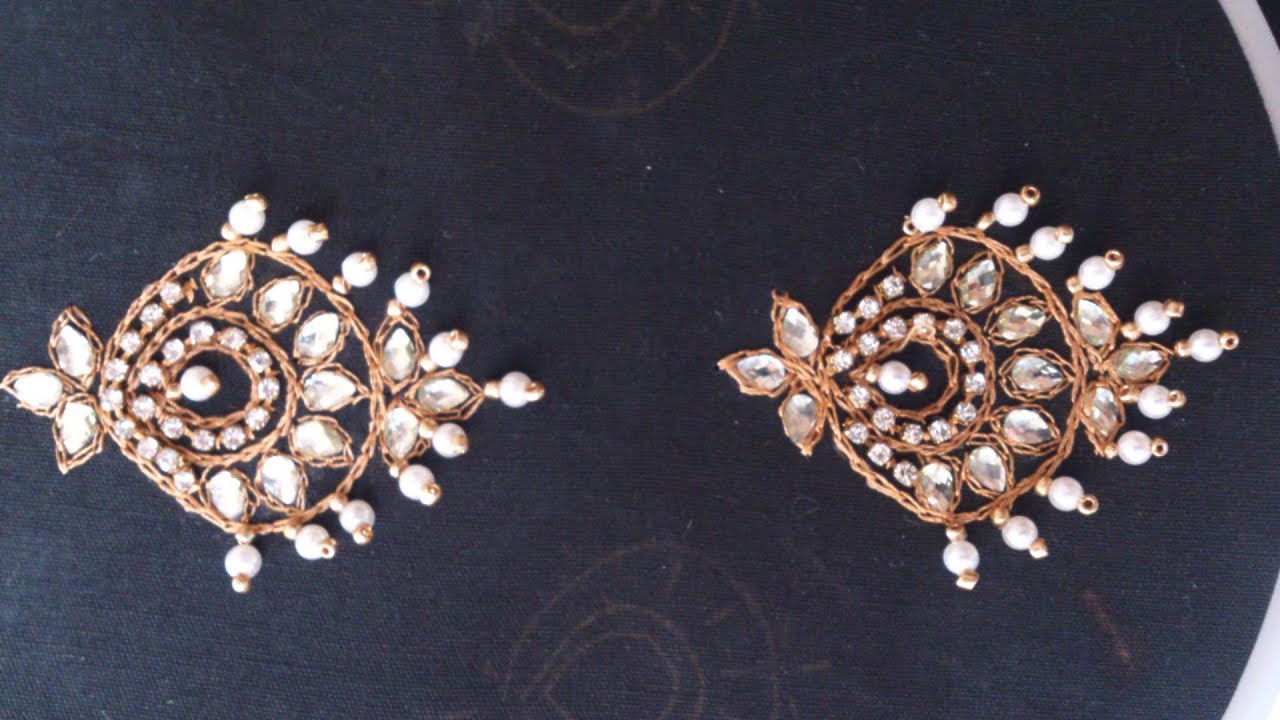 Hand embroidery Designs. Jewellery  embroidery. Chandbali design.
