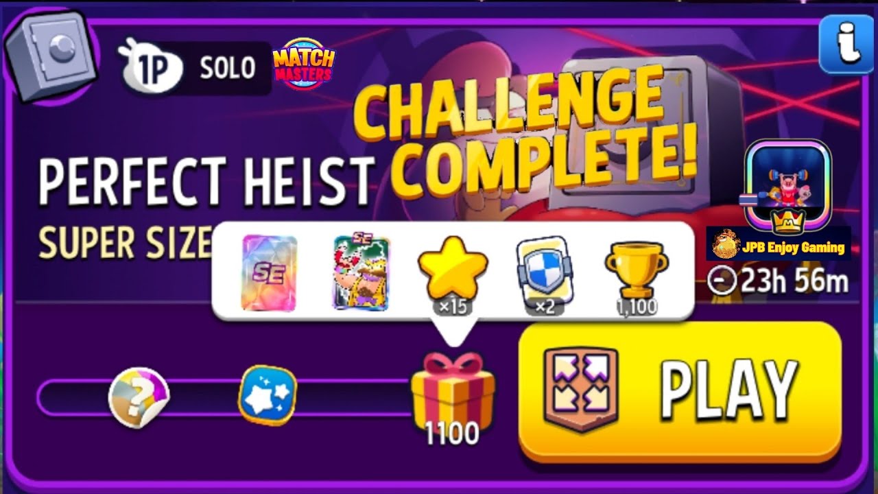 Super Sized Solo Challenge Perfect Heist /1100 Score /Match Masters