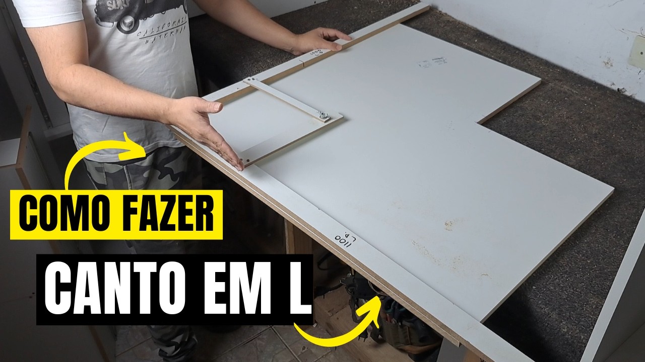 COMO FAZER CANTO EM L EM ARMÁRIO DE COZINHA E COMO AJUSTAR O ESQUADRO DE ACORDO COM A PAREDE.
