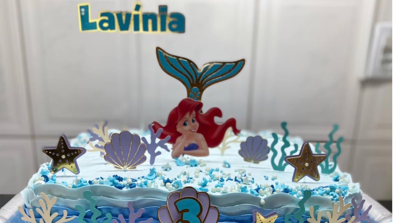 COMO CONFEITAR BOLO PEQUENA SEREIA C/ EFEITO DE ONDAS