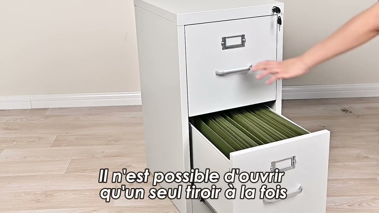 Classeur 2 tiroirs, classeur m&eacute;tallique avec serrure pour formats Lettre et L&eacute;gal - Moustache&reg;