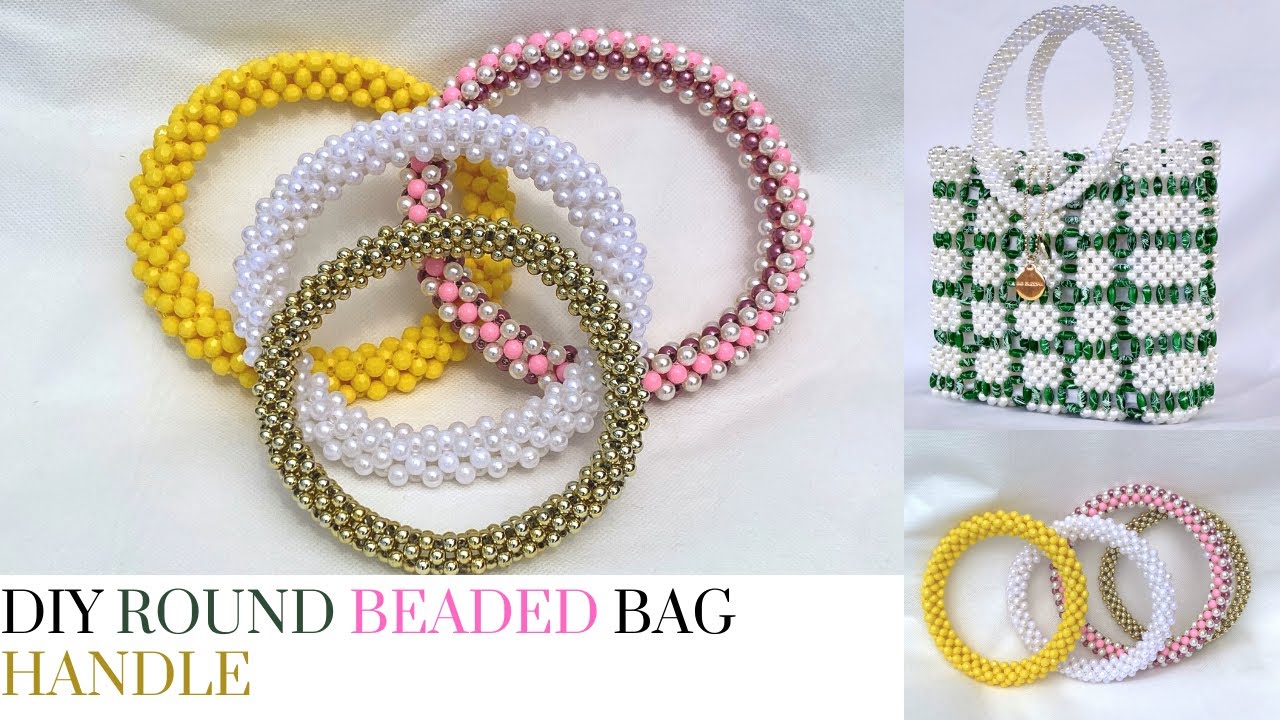 SIMPLE WAY TO MAKE A ROUND BEADED BAG HANDLE//HOW TO MAKE A BEADED BAG  HANDLE// ROUND BEADED HANDLE