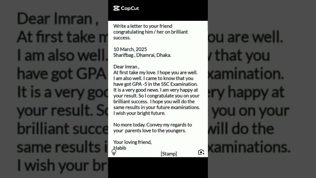 your friend congratulating him on brilliant success letter all class 