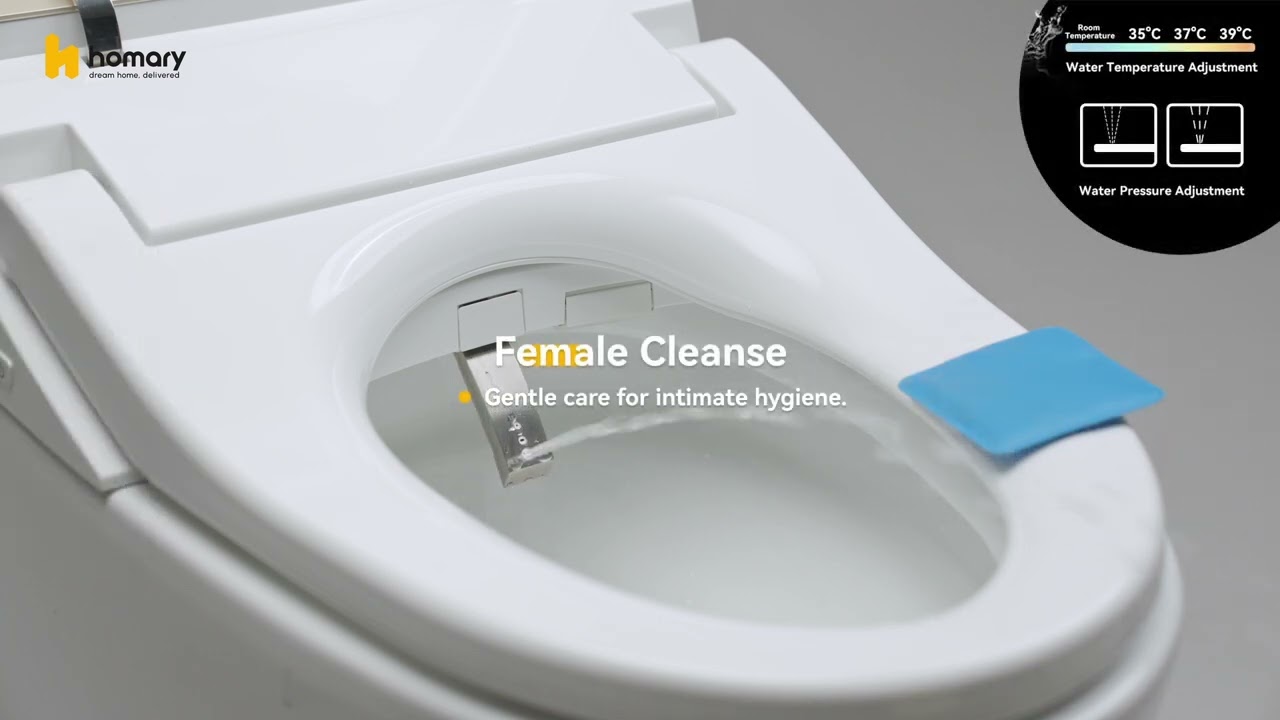Homary l White & Gold Luxury Smart Bidet Toilet with Deodorizer & Night Light