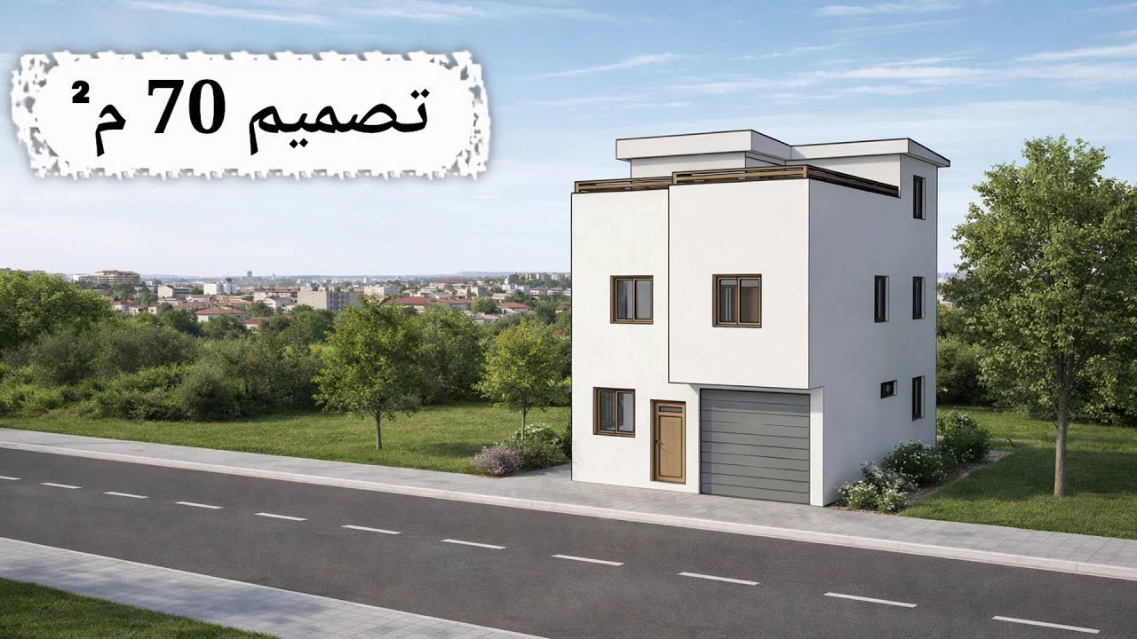 فكرة منزل 70 متر ب 4 واجهات