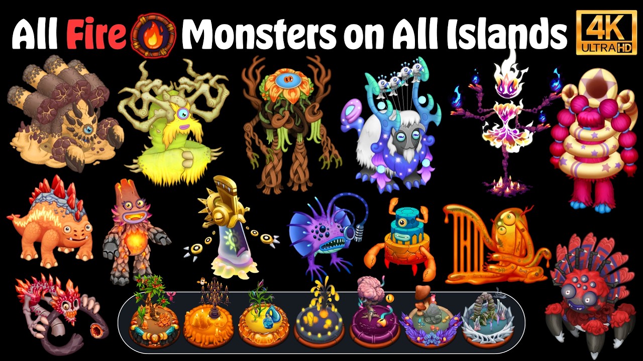 All Fire Monsters on All Islands (All Sounds & Animations) | My Singing Monsters