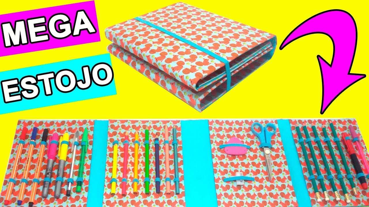 Estojo feito de Papelão -  Material Escolar  -  DIY -  Segredos de Aline