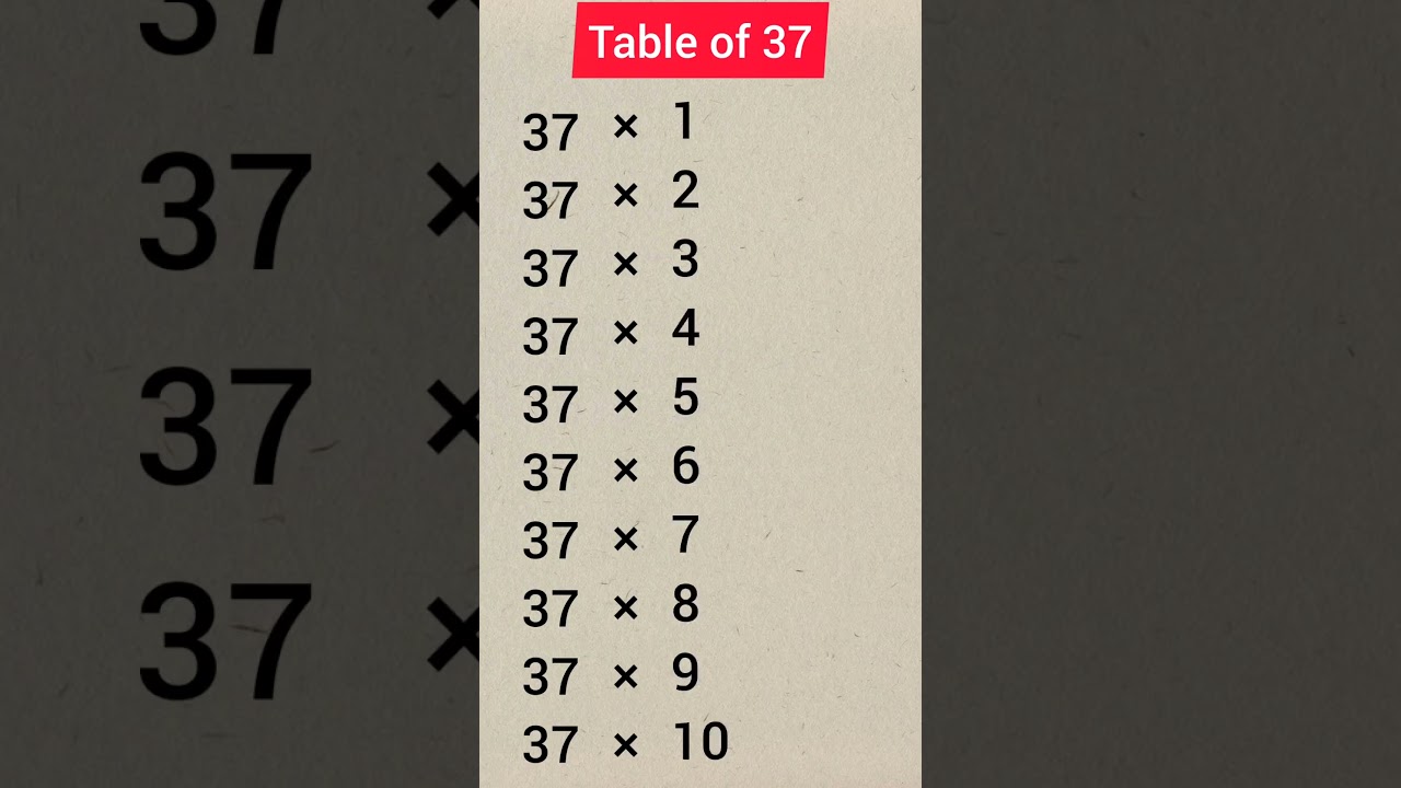Table of 37 #shorts #education #subscribe #maths