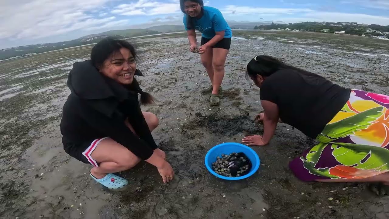 Pipi hunt with the Whanau