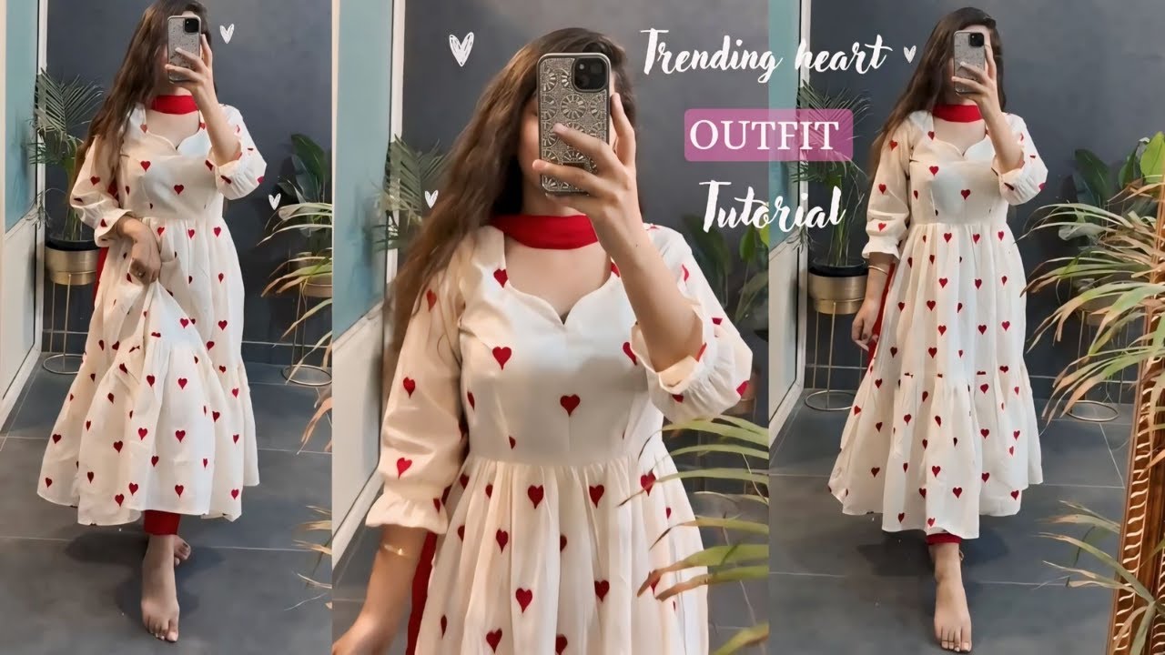 Ruffle layer maxi dress cutting and stitching/ viral heart shape dress✨/ meesho style frill dress