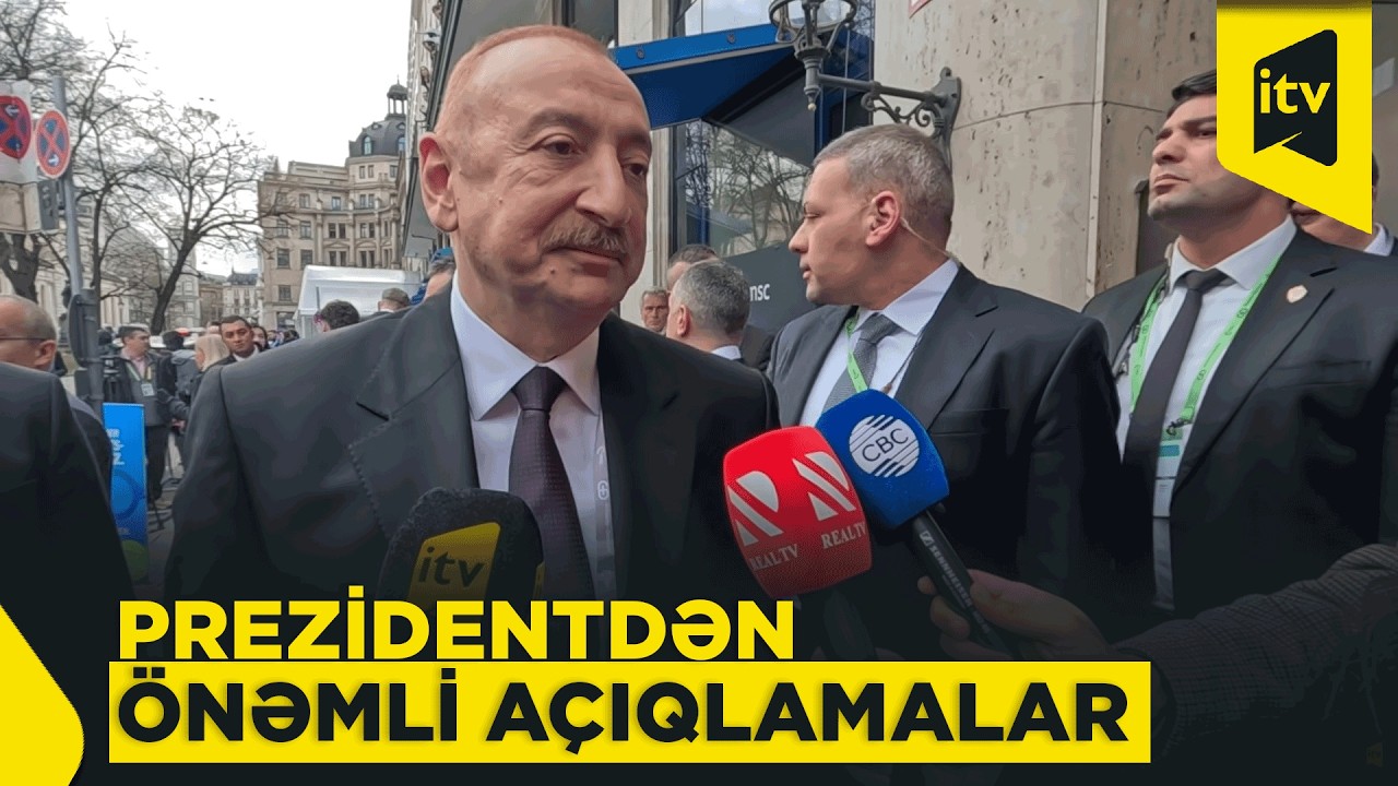 Prezident İlham Əliyev Münxendə Azərbaycan jurnalistlərinə müsahibə verib