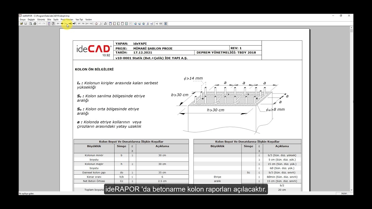 ideCAD Statik | Betonarme Tasarım Raporlarını Oluşturun - ideCAD Yapı Bilgi Modellemesi