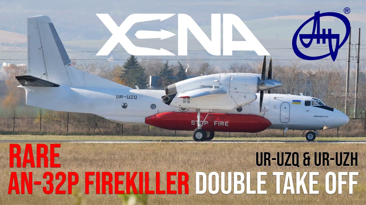 RARE! Two Firefighting Antonov AN-32 Departures – PURE Sound & Smoke! UR-UZH & UR-UZQ