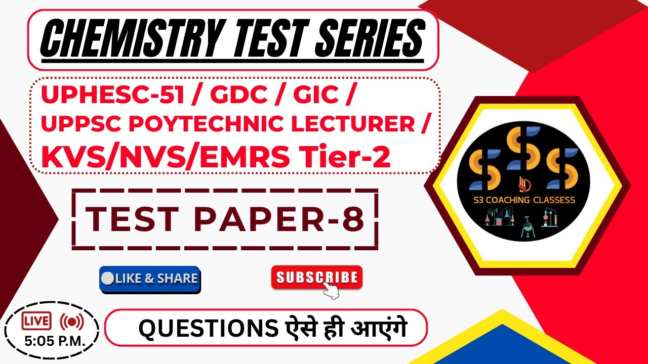 UPHESC Re-Exam | Assistant Professor | UP GIC Lecturer | UP GDC | UP PGT | T-8 #chemistry #uphesc