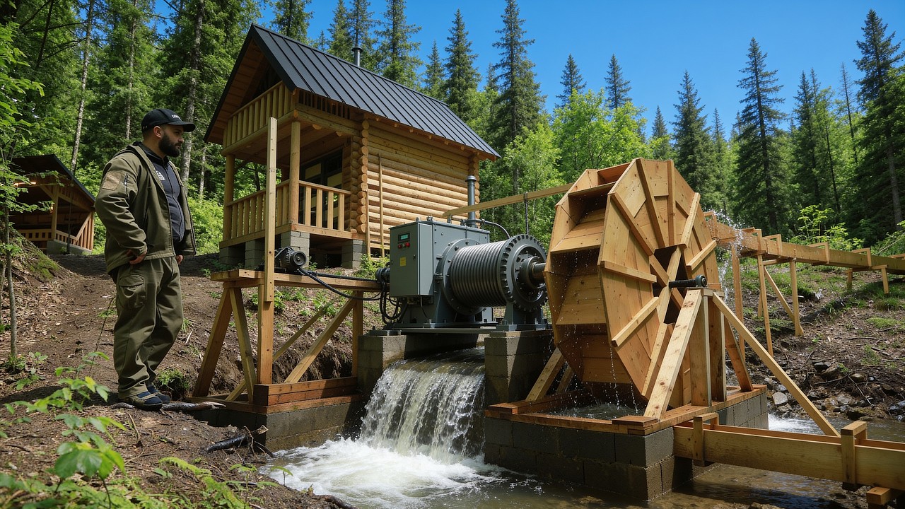 I Powered My Log House with a Nearby Stream | Full Build | Start to Finish