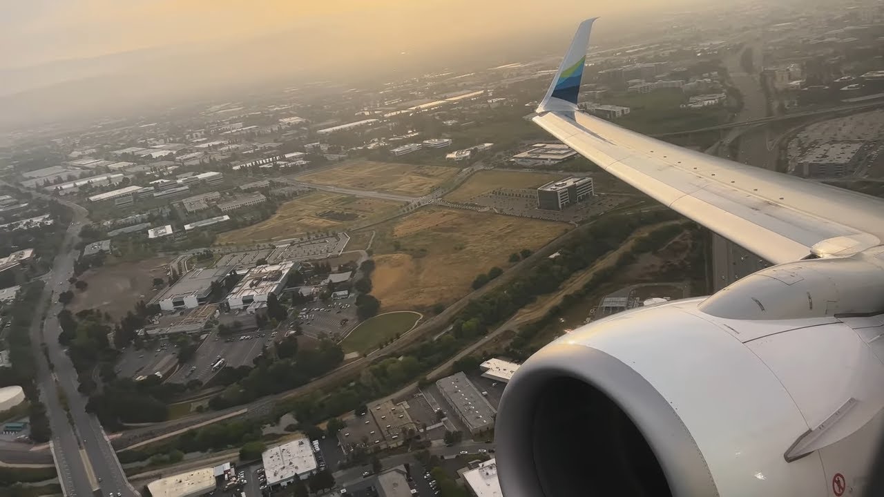 Alaska 737-900 Golden Morning Takeoff from San Jose SJC