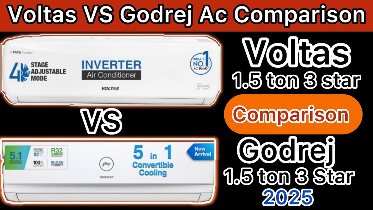 VOLTAS SPLIT AC VS GODREJ SPLIT AC | BEST 1.5 TON 3 STAR INVERTER SPLIT AC 2025 | FULL REVIEW 2025
