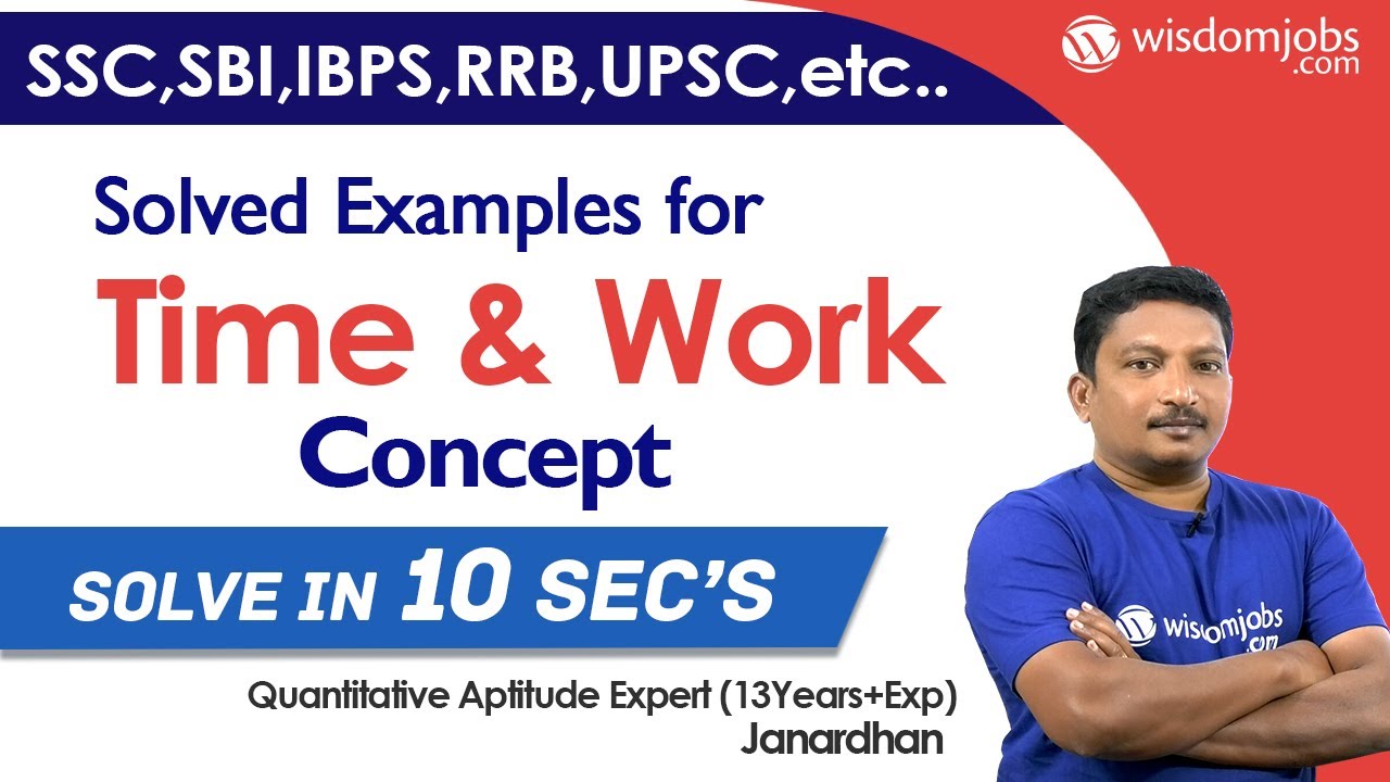 Solved Examples for Time and Work Concept | 19 March 2020 @Wisdom jobs