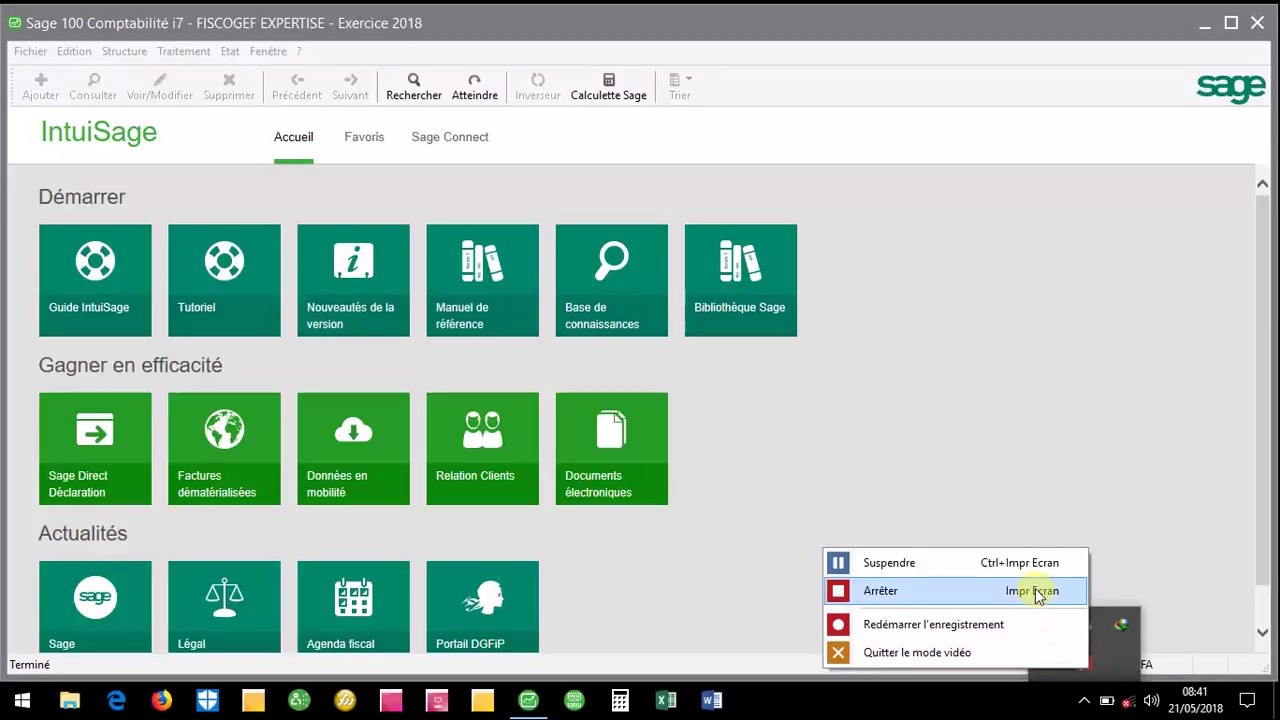 Création de la Nature des comptes et des contacts avec SAGE Version i7
