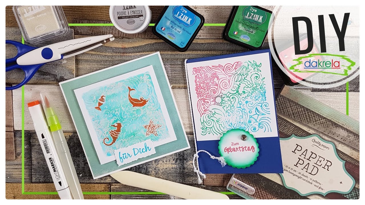 2 Geburtstagskarten MARITIM mit Texturmatten basteln - DIY Papier Inspiration [Anleitung Tutorial]