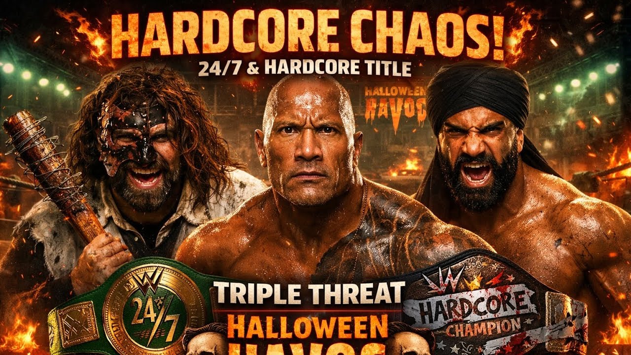WWE 2K24 HARDCORE CHAOS 💀 | Jinder Mahal vs Mankind vs The Rock | Halloween Havoc | 24/7 & Hardcore 