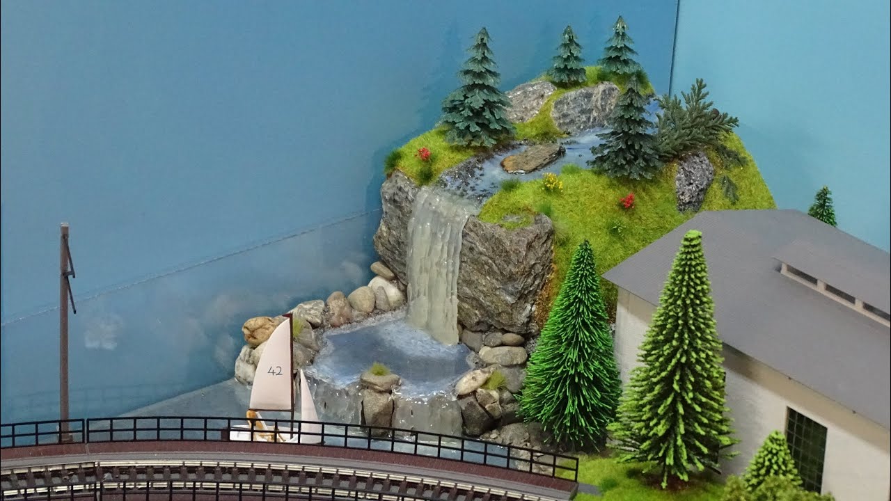 Tutorial: Wasserfall, Gelände und Modellwasser (von NOCH) selber bauen auf der H0 Kleinbahnanlage