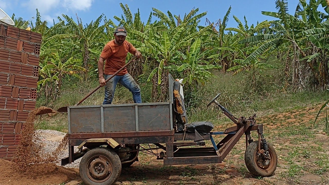 Carreguei 625 kg de areia no Triciclo veja a força dele 👏👏👏👏🏋️🧐