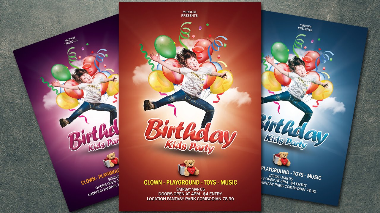 How To Create a Birthday Party Kids Flyer In Photoshop