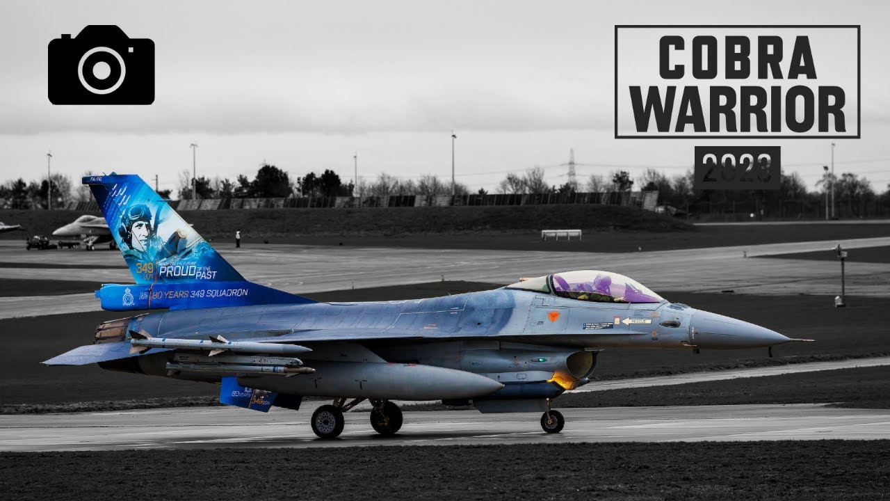 Belgian Air Force F16s take off and landing at RAF Waddington (Cobra 2023)