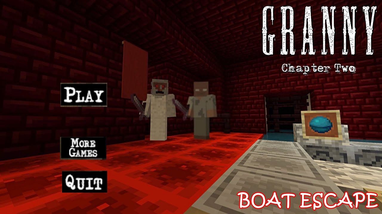 GRANNY CHAPTER 2 BOAT EXIT NIGHTMARE MODE MINECRAFT GAMEPLAY