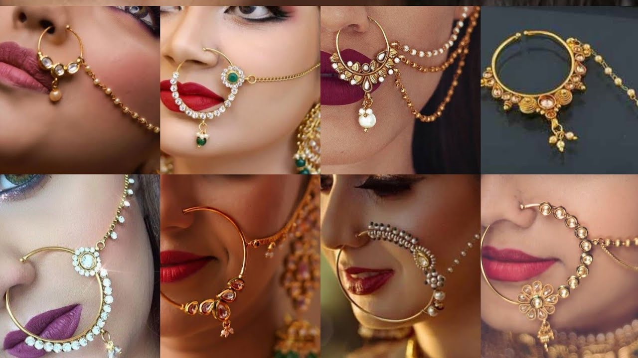 Bridal Nose Ring Design Images / Bridal Nath Design Images/ Beautiful Gold Nose Ring Design Images