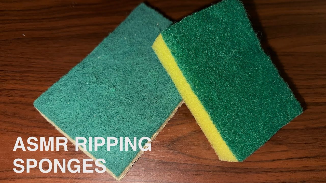ASMR - Ripping kitchen/cellulose sponges x2 || squeezing, scratching, picking, ripping sounds ||