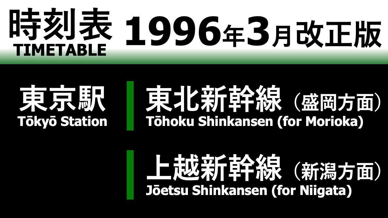 【JR時刻表】1996年3月改正 東京駅（東北新幹線・上越新幹線）