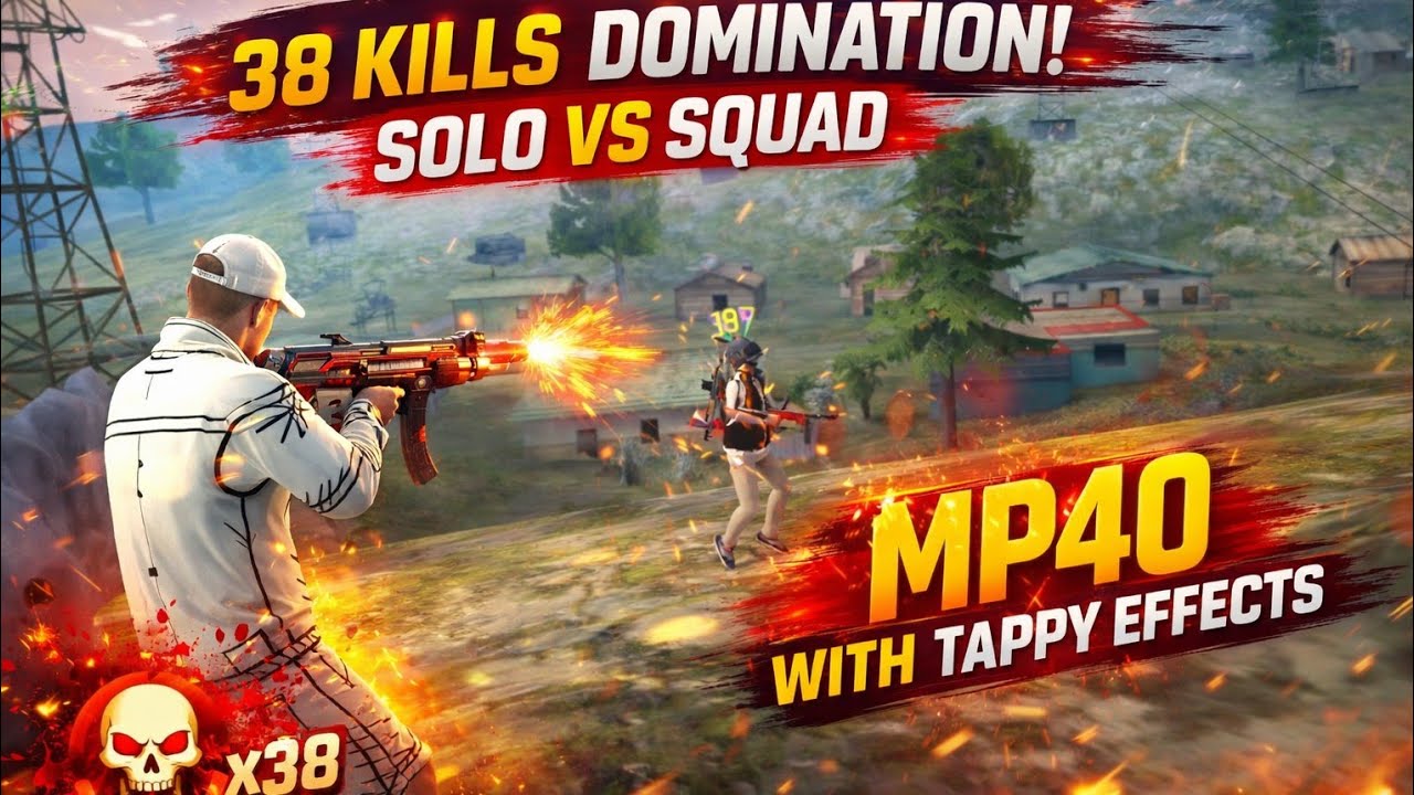 38 Kills Solo vs Squad Domination 😱 MP40 Tappy Headshot Gameplay | Free Fire