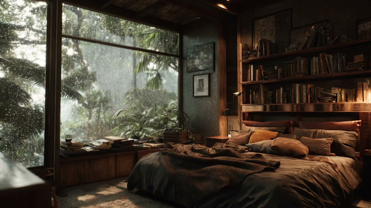 Relaxing with Annie in a High-Rise Glass Apartment 🌧️⚡ | City Thunderstorm, Luxury Rain Ambience