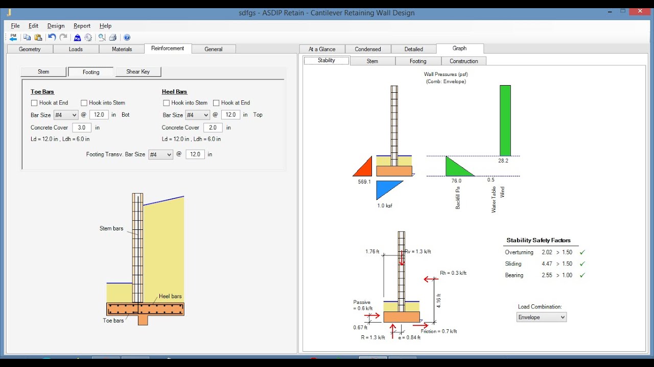 Fence Wall Design Example Using ASDIP RETAIN