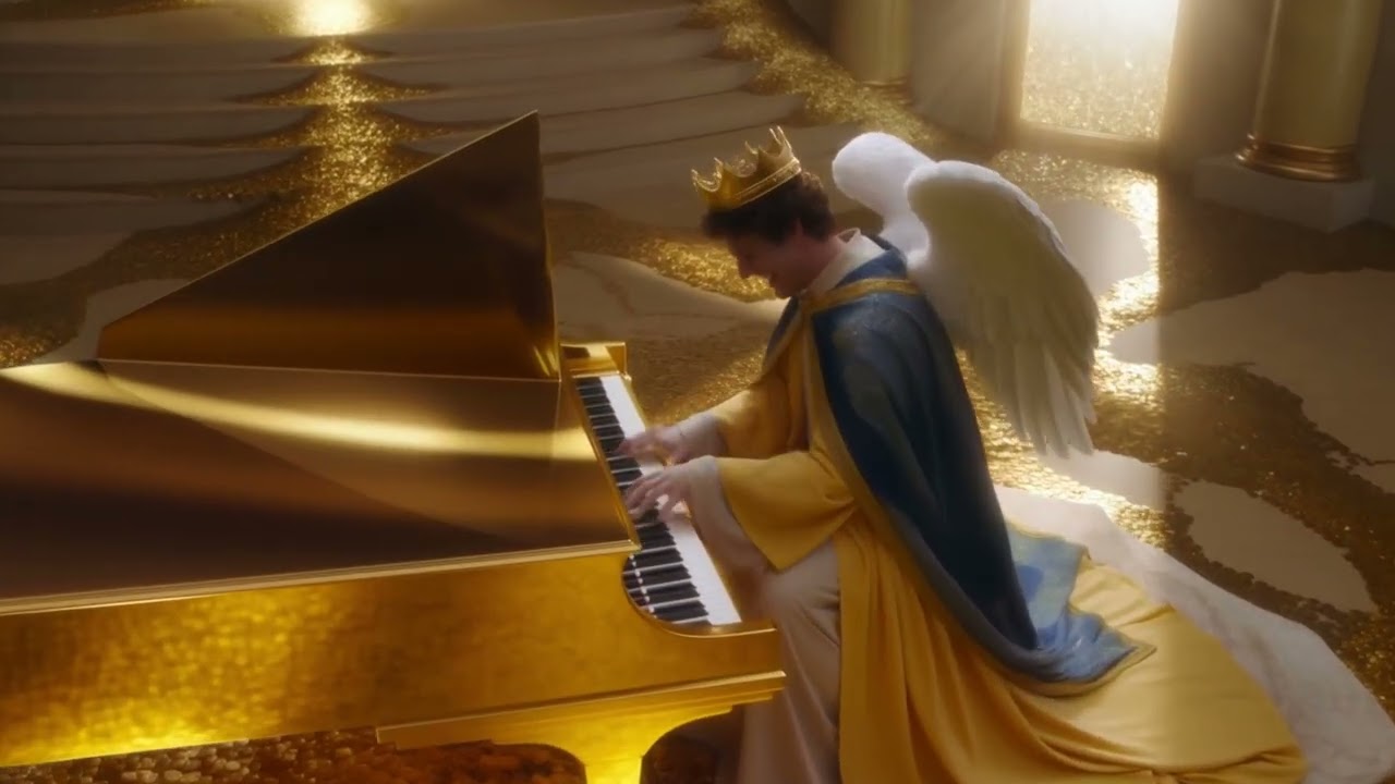 Angel playing piano