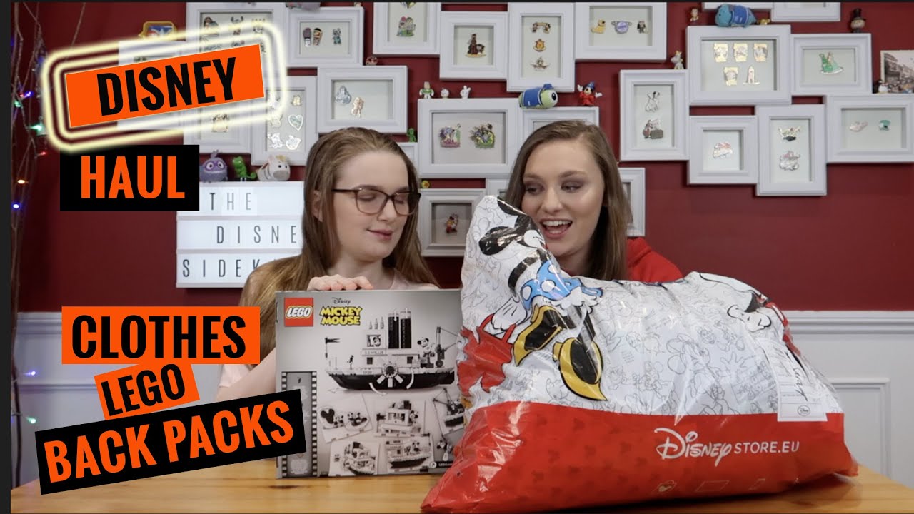 Disney Haul Clothes, Backpacks for the Parks and Steamboat Willie Lego.