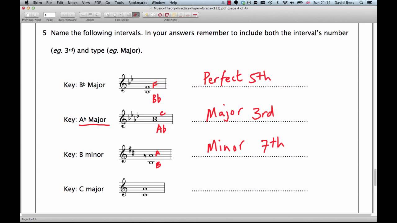 ABRSM Music Theory Grade 3 - Question 5 Practice - Intervals