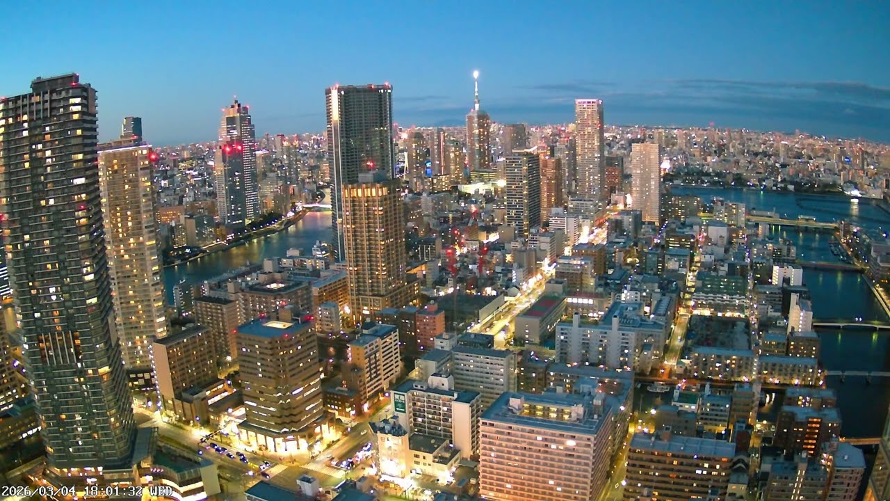 東京ライブカメラ 4K | スカイツリー＆隅田川 | 東東京の景色 | 2026-03-04