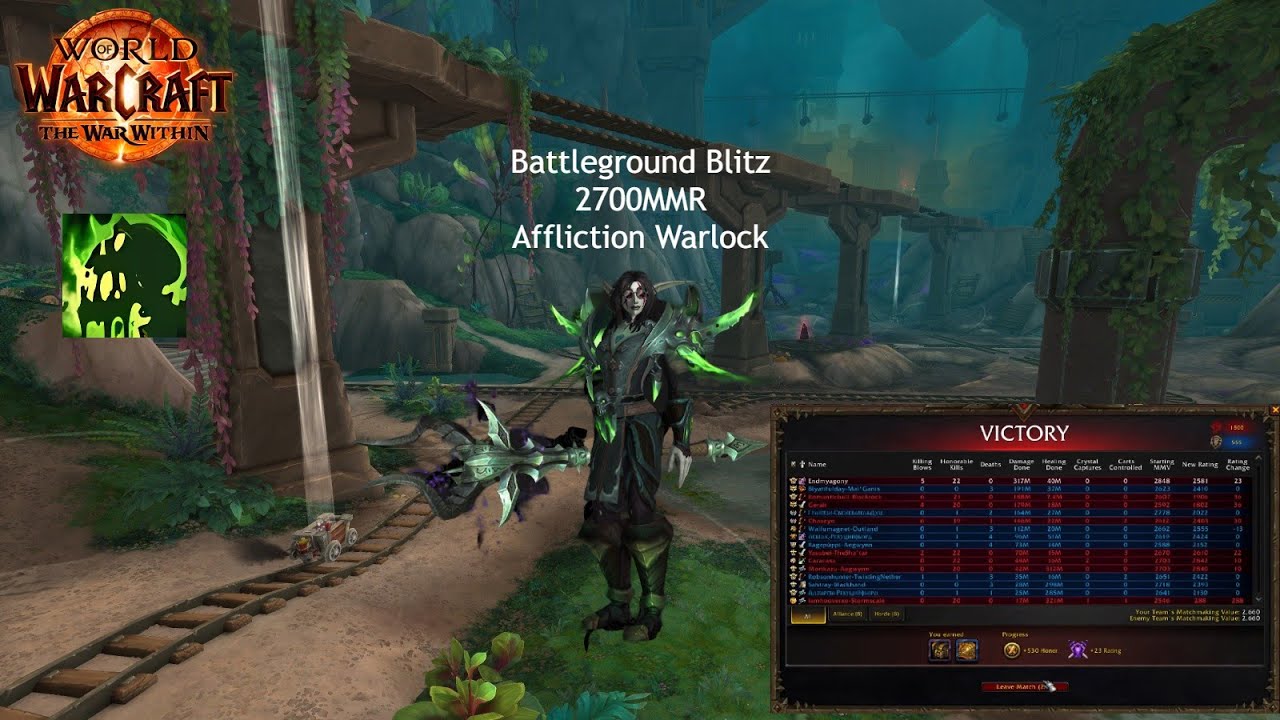 🔥 2700 MMR Battleground Blitz | Affliction Warlock - 11.1.0 - The War Within Season 2🔥