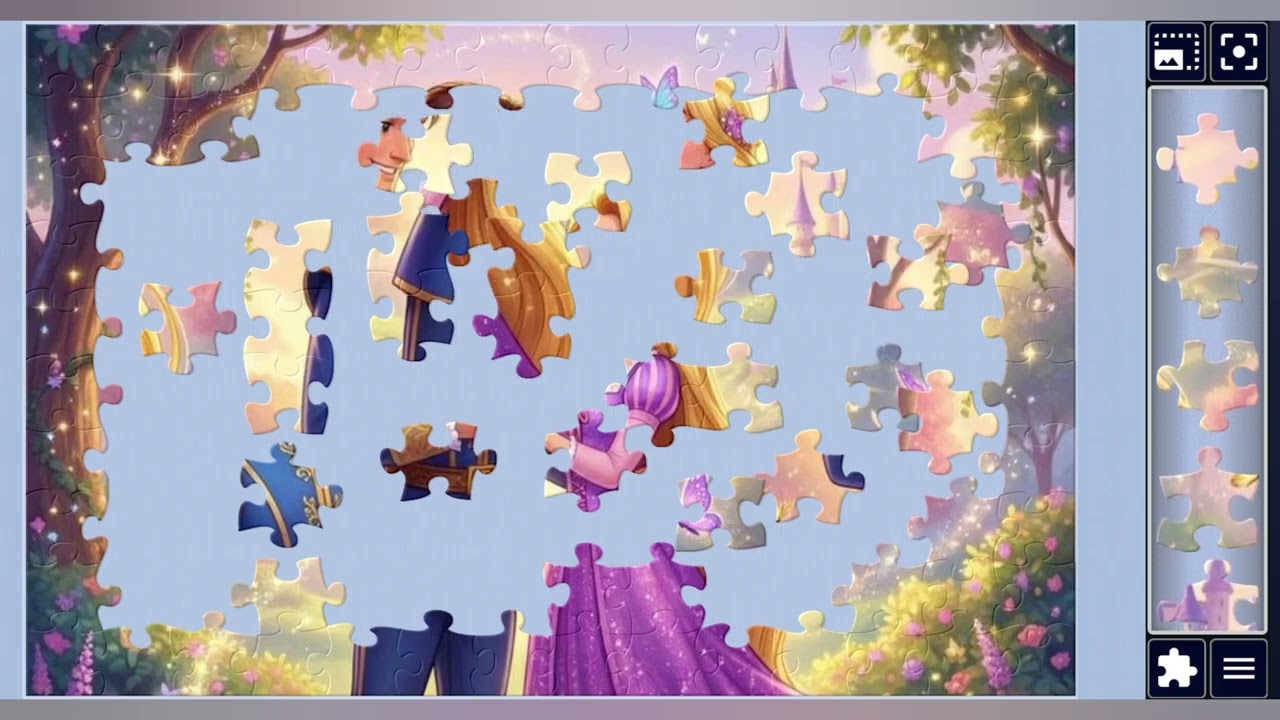 Rapunzel & her prince in the Enchanted Castle Garden👑👑🏰🌈✨️🪄//jigsaw puzzles journey🧩//puzzles Art🧩//