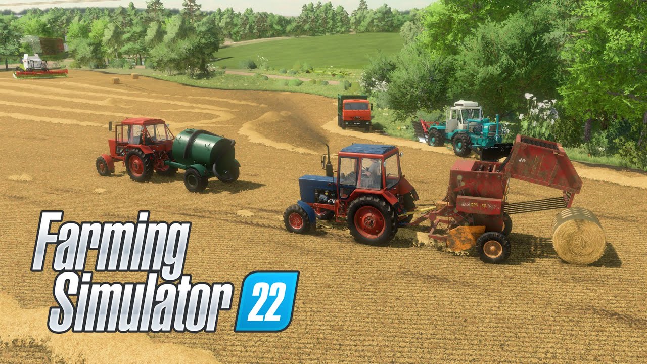Farming Simulator 22 Колхоз. Карта Малиновка. Тюкование соломы МТЗ-82