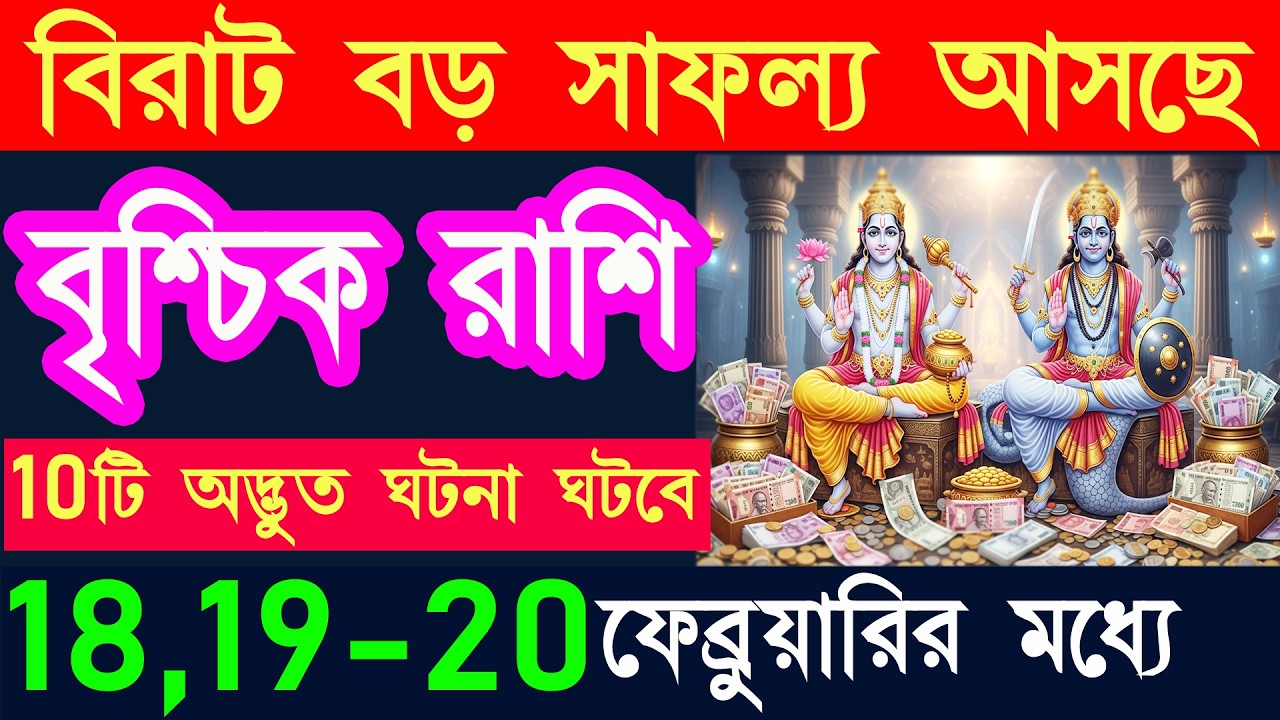 বৃশ্চিক রাশি বিরাট বড় সাফল্য আসছে|brischik rashi february|brischik rashi 16-20 february|Scorpio2026